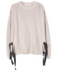 hellbeige Pullover mit einem Rundhalsausschnitt von Mango