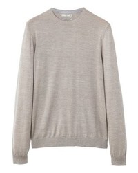hellbeige Pullover mit einem Rundhalsausschnitt von Mango