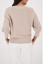hellbeige Pullover mit einem Rundhalsausschnitt von MONARI