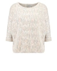 hellbeige Pullover mit einem Rundhalsausschnitt von Nümph
