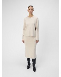 hellbeige Pullover mit einem Rundhalsausschnitt von Object