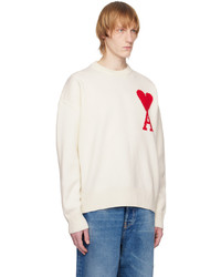 hellbeige Pullover mit einem Rundhalsausschnitt von AMI Alexandre Mattiussi