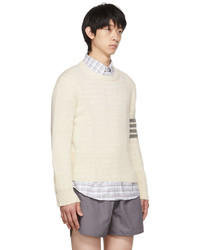 hellbeige Pullover mit einem Rundhalsausschnitt von Thom Browne