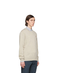 hellbeige Pullover mit einem Rundhalsausschnitt von AMI Alexandre Mattiussi