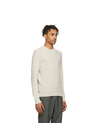 hellbeige Pullover mit einem Rundhalsausschnitt von Ermenegildo Zegna