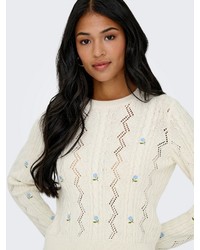hellbeige Pullover mit einem Rundhalsausschnitt von Only