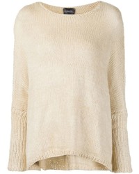 hellbeige Pullover mit einem Rundhalsausschnitt