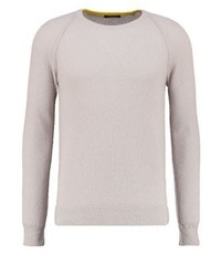 hellbeige Pullover mit einem Rundhalsausschnitt von Roberto Collina