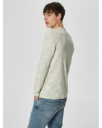 hellbeige Pullover mit einem Rundhalsausschnitt von Selected Homme