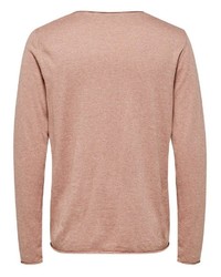 hellbeige Pullover mit einem Rundhalsausschnitt von Selected Homme