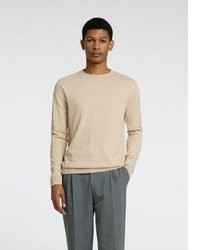 hellbeige Pullover mit einem Rundhalsausschnitt von Selected