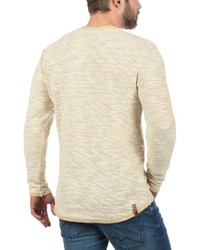hellbeige Pullover mit einem Rundhalsausschnitt von Solid