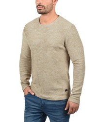 hellbeige Pullover mit einem Rundhalsausschnitt von Solid