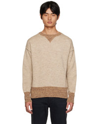 hellbeige Pullover mit einem Rundhalsausschnitt von Tanaka