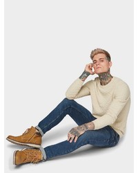 hellbeige Pullover mit einem Rundhalsausschnitt von Tom Tailor Denim