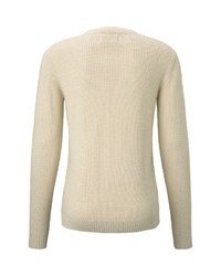 hellbeige Pullover mit einem Rundhalsausschnitt von Tom Tailor Denim