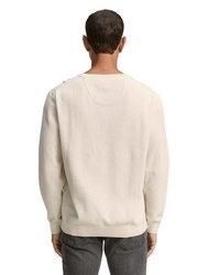 hellbeige Pullover mit einem Rundhalsausschnitt von Tom Tailor