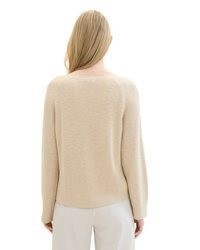 hellbeige Pullover mit einem Rundhalsausschnitt von Tom Tailor