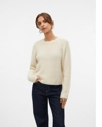 hellbeige Pullover mit einem Rundhalsausschnitt von Vero Moda