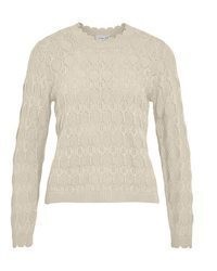 hellbeige Pullover mit einem Rundhalsausschnitt von Vila
