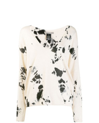 hellbeige Mit Batikmuster Pullover mit einem V-Ausschnitt