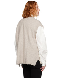 hellbeige Pullover mit einem V-Ausschnitt von FREI-MUT