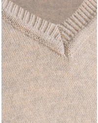 hellbeige Pullover mit einem V-Ausschnitt von Bexleys man