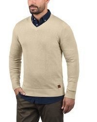 hellbeige Pullover mit einem V-Ausschnitt von BLEND