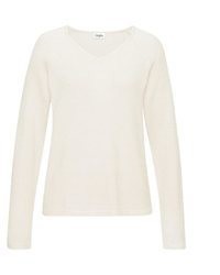 hellbeige Pullover mit einem V-Ausschnitt von Buffalo