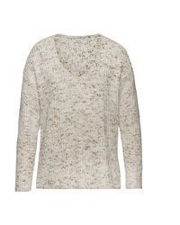 hellbeige Pullover mit einem V-Ausschnitt von Buffalo