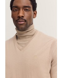 hellbeige Pullover mit einem V-Ausschnitt von Bugatti