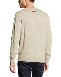 hellbeige Pullover mit einem V-Ausschnitt von camel active