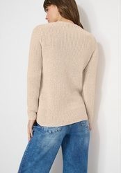 hellbeige Pullover mit einem V-Ausschnitt von Cecil