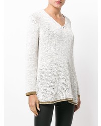 hellbeige Pullover mit einem V-Ausschnitt von Fabiana Filippi