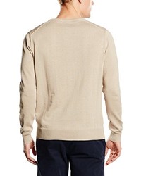hellbeige Pullover mit einem V-Ausschnitt von Cortefiel