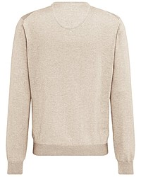 hellbeige Pullover mit einem V-Ausschnitt von Fynch Hatton