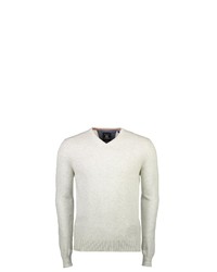 hellbeige Pullover mit einem V-Ausschnitt von LERROS