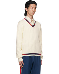 hellbeige Pullover mit einem V-Ausschnitt von Gucci