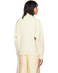 hellbeige Pullover mit einem V-Ausschnitt von Jil Sander