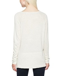 hellbeige Pullover mit einem V-Ausschnitt von Only