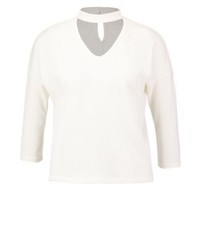 hellbeige Pullover mit einem V-Ausschnitt von Only