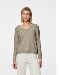 hellbeige Pullover mit einem V-Ausschnitt von Pieces