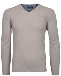 hellbeige Pullover mit einem V-Ausschnitt von RAGMAN