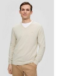 hellbeige Pullover mit einem V-Ausschnitt von s.Oliver