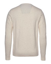 hellbeige Pullover mit einem V-Ausschnitt von Tom Tailor