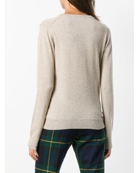 hellbeige Pullover mit einem V-Ausschnitt von Pringle Of Scotland