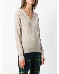 hellbeige Pullover mit einem V-Ausschnitt von Pringle Of Scotland