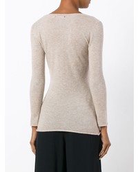 hellbeige Pullover mit einem V-Ausschnitt von Liska