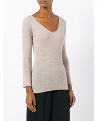 hellbeige Pullover mit einem V-Ausschnitt von Liska