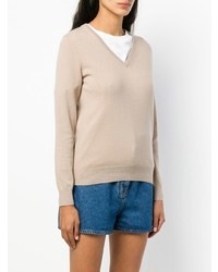 hellbeige Pullover mit einem V-Ausschnitt von N.Peal